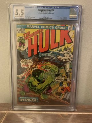 1974 Incredible Hulk Issue 180 Comic Book 1st Wolverine Cgc 5.  5