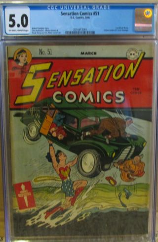 Sensation Comics 51 Cgc 5.  0 1946 Classic Wonder Woman Action Comic 1 Homage