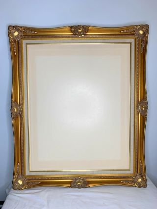 Large Vintage Ornate Wood And Gesso Gold Leaf Gilt Picture Frame 24 X 30