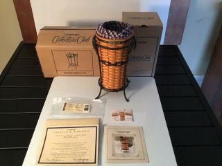 2003 Longaberger Jw Miniature Umbrella Basket With Stand,  Protector & Packaging