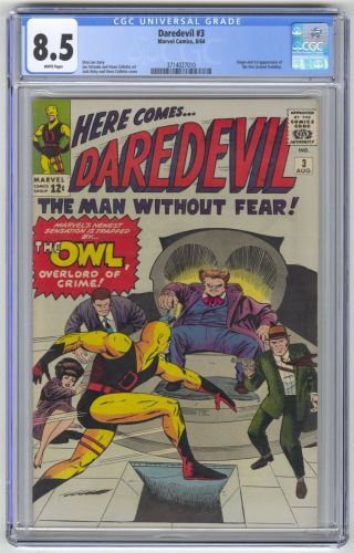 Daredevil 3 Cgc 8.  5 Marvel Comic Key 1st Owl White Pages Silver 12c