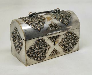 Antique Vintage Art Nouveau Silver Plated Trinket Jewelry Box Case