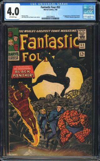 Fantastic Four 52 Cgc 4.  0 1st App Of The Black Panther (t 