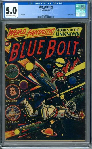 Blue Bolt 108 Cgc 5.  0 (ow - W) Classic Cover