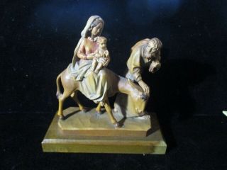 Anri Carved Wood Mary,  Jesus,  Joseph And Donkey Ulrich Bernard Italy L364a Qq