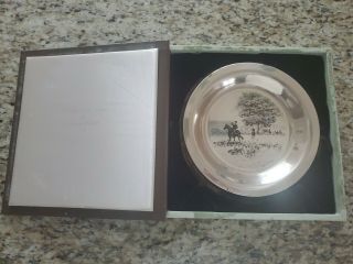 1974 Vintage Sterling Silver 925 James Wyeth Plate W/ Box " Riding To The Hunt "