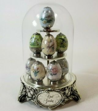 Franklin House Of Faberge Opal Garden,  8 Miniature Hand Painted Eggs
