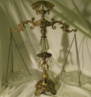 Vintage L&l Wmc 9137 9121 Brass And Crystal Scales Of Justice Balance Law 18 " H