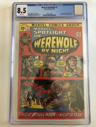 Cgc 8.  5 Marvel Comics Spotlight 2 First Werewolf By Night 1972 White Pages