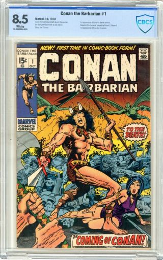 Conan 1 Cbcs 8.  5 Vf,  White Pgs 10/70 1st App.  Conan In Marvel Comics.