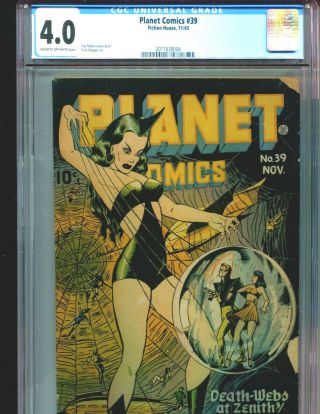 Planet Comics 39 Cgc 4.  0 Classic Lily Renee Spiderwoman Cover Fiction House 1945