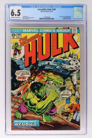 Incredible Hulk 180 - Marvel 1974 Cgc 6.  5 1st Appearance Of Wolverine In Cameo