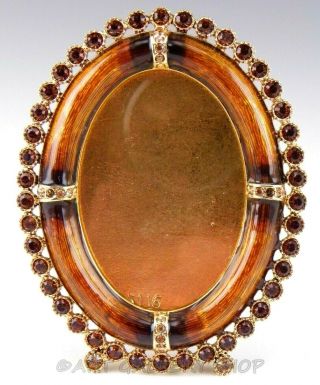 Jay Strongwater 3 - 1/2 " X2 - 3/4 " Oval Picture Frame Amber Enamel Swarovski Crystals