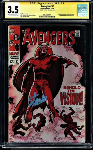 Avengers 57 Cgc 3.  5 Ss Oww Stan Lee 1st App Silver Age Vision Cgc 0351038001