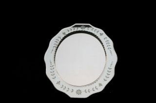 Vintage Carr Venetian Etched Floral Oval Wall Mirror Glass Beveled Edge