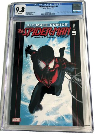 Ultimate Comics Spider - Man 1 Cgc 9.  8 Miles Morales Origin White Pages