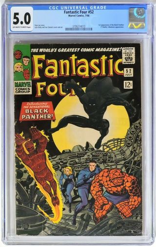 E126.  Fantastic Four 52 Marvel Cgc 5.  0 Vg/fn (1966) 1st App.  Of Black Panther