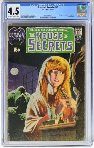 E153.  House Of Secrets 92 Dc Comics Cgc 4.  5 Vg,  (1971) 1st App.  Of Swamp Thing