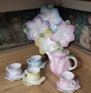 Bombay Company 1992 Floral Tea Set W Large Platter Tags