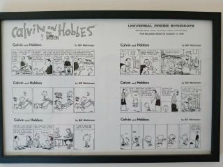 Calvin And Hobbes Bill Watterson 1990 Proof Page Comic Production Art