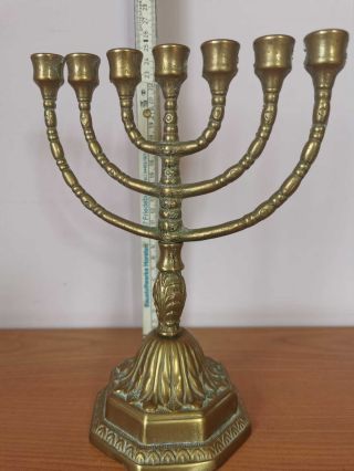 Vintage Ornate Brass 7 Branch Candle Holder Menorah Candelabra