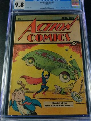 1976 Dc Action Comics 1 Reprint Cgc 9.  8 White Pages Htf Sleeping Bag Version