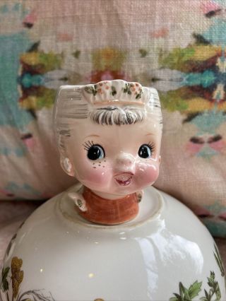 Vintage Miss Cutie Pie Miss Dainty Lefton Enesco Very Rare Girl W Tiara Egg Cup