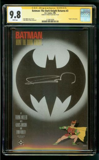Batman Dark Knight Returns 3 (1986) Cgc 9.  8 Ss Signed By Frank Miller