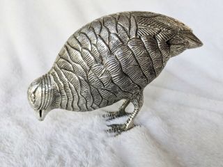 Vintage Pair Silver Plated Quail Grouse Bird Metal Figurines Table Birds 7.  5” 2