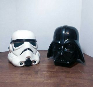 Disney Star Wars Bundle Stormtrooper And Darth Vader Ceramic Cookie Jar