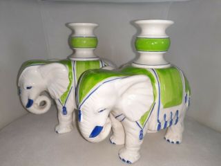 Fitz And Floyd Ceramic Elephant Candle Holders
