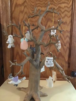 Lenox Porcelain Halloween Tree With 12 Ornaments