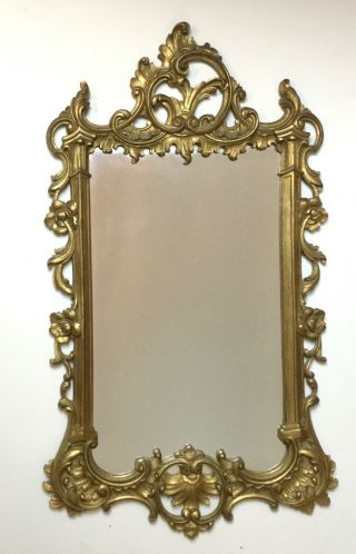Vintage Mid Century Syroco Hollywood Regency Gold Ornate Wall Mirror