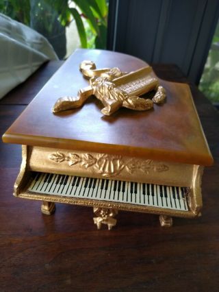 Antique Grand Piano Bakelite Top Cigarette/music Box