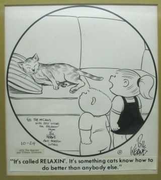 Bil Keane Family Circus Daily Art Comic Strip 1972 Cat Kittycat Artwork