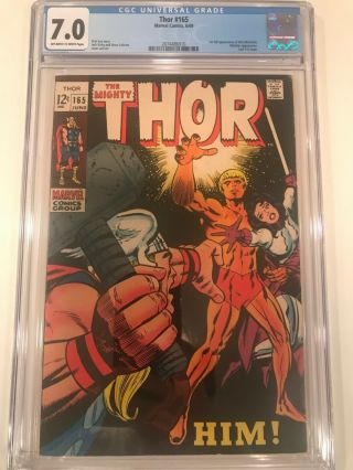 Thor 165 Cgc 7.  0 Ow/w Pages 1st App Of Warlock / Him Mcu Hot Key