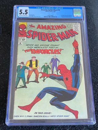 Spider - Man 10 Cgc 5.  5 Marvel Comics Silver Age 1964 1st Enforcers