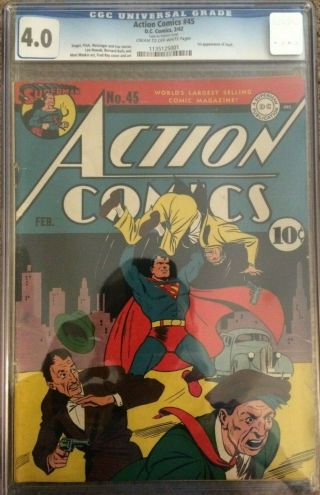 Superman Action Comics 45 Cgc 4.  0 First Appearance Of Stuff