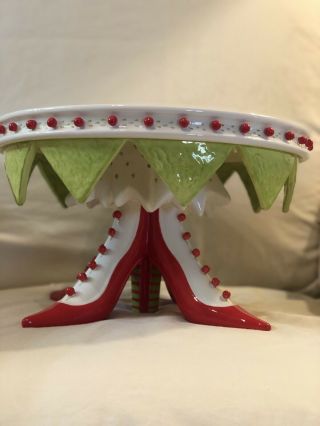 Dept 56 Patience Brewster Krinkles High Heel Shoe Cake Plate,  Red/green