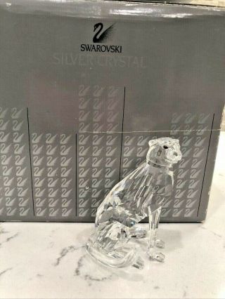 Swarovski Silver Crystal Cheetah Figurine w/Box Retired.  Gorgeous 2
