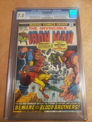 Invincible Iron Man 55 Cgc 7.  5 Comic Book 1st Appearance Of Thanos