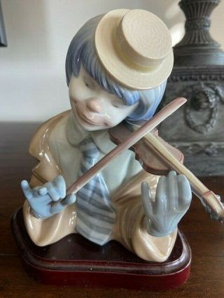 Rare Lladro 5600 The Blues Clown Bust W/hat & Tie Playing Violin