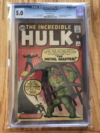Incredible Hulk 6 Cgc 5.  0 - 1st Appearance Of The Teen Brigade.  Off - White Pages