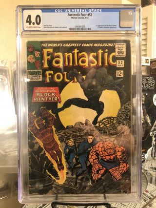 Fantastic Four 52 Cgc 4.  0 1st Black Panther Stan Lee Jack Kirby Classic Marvel