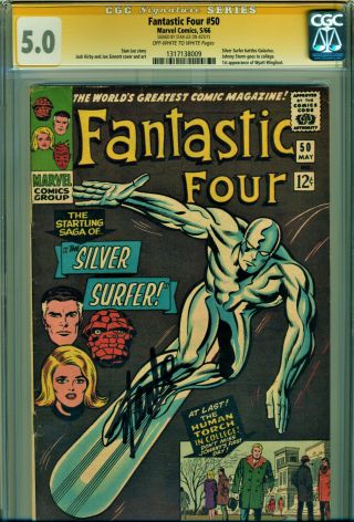 Fantastic Four 50 Cgc 5.  0 Ss Signed By Stan Lee Silver Surfer/galactus Movie