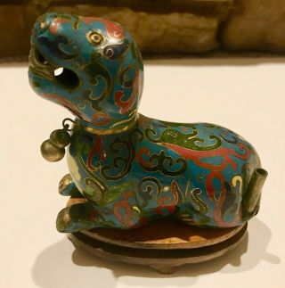 Antique Chinese Cloisonne Dog Figure Incense Burner Qing Dynasty 19th Century