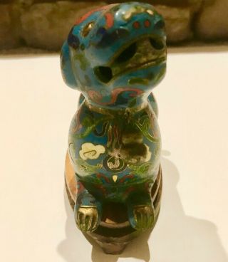 Antique Chinese Cloisonne Dog Figure Incense Burner Qing Dynasty 19th Century 2