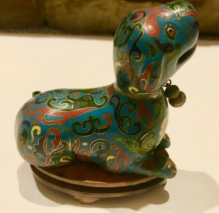 Antique Chinese Cloisonne Dog Figure Incense Burner Qing Dynasty 19th Century 3