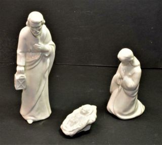 Goebel W Germany White Porcelain 3 Pc Nativity Set Holy Family Figurines Hx 82