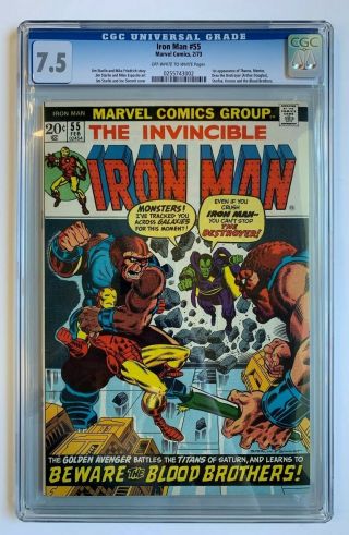 Iron Man 55,  Marvel Comics,  Cgc 7.  5,  1st Thanos Appearance